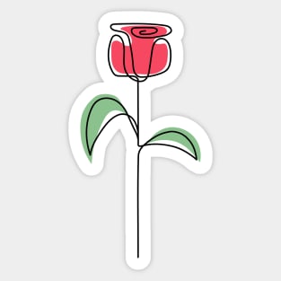 Abstract Rose Flower One Line Art Sticker